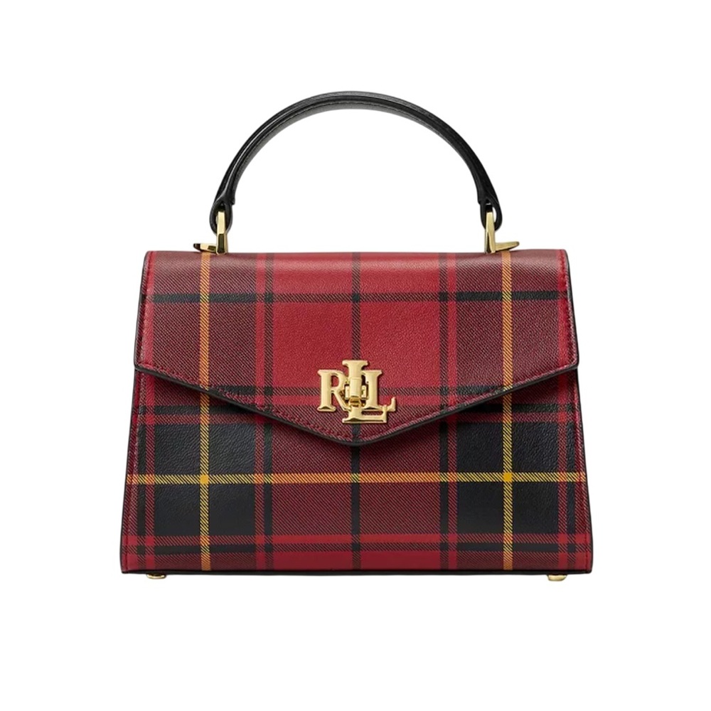 NWT Ralph Lauren Farrah Small Red Plaid Handbag Satchel Purse
